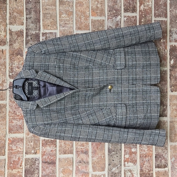 J Crew Regent Blazer in Glen Plaid Size 2 Houndstooth Tweed Wool Blend Jacket - Picture 2 of 5